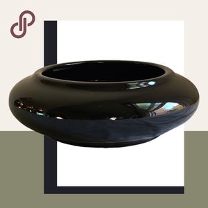 vintage black ceramic round planter dish 🖤🦇🕸